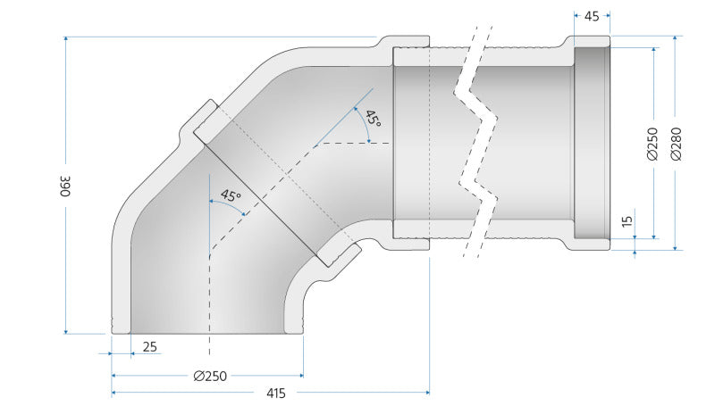 desen tehnic cu dimensiuni cot EPP pentru tub EPS