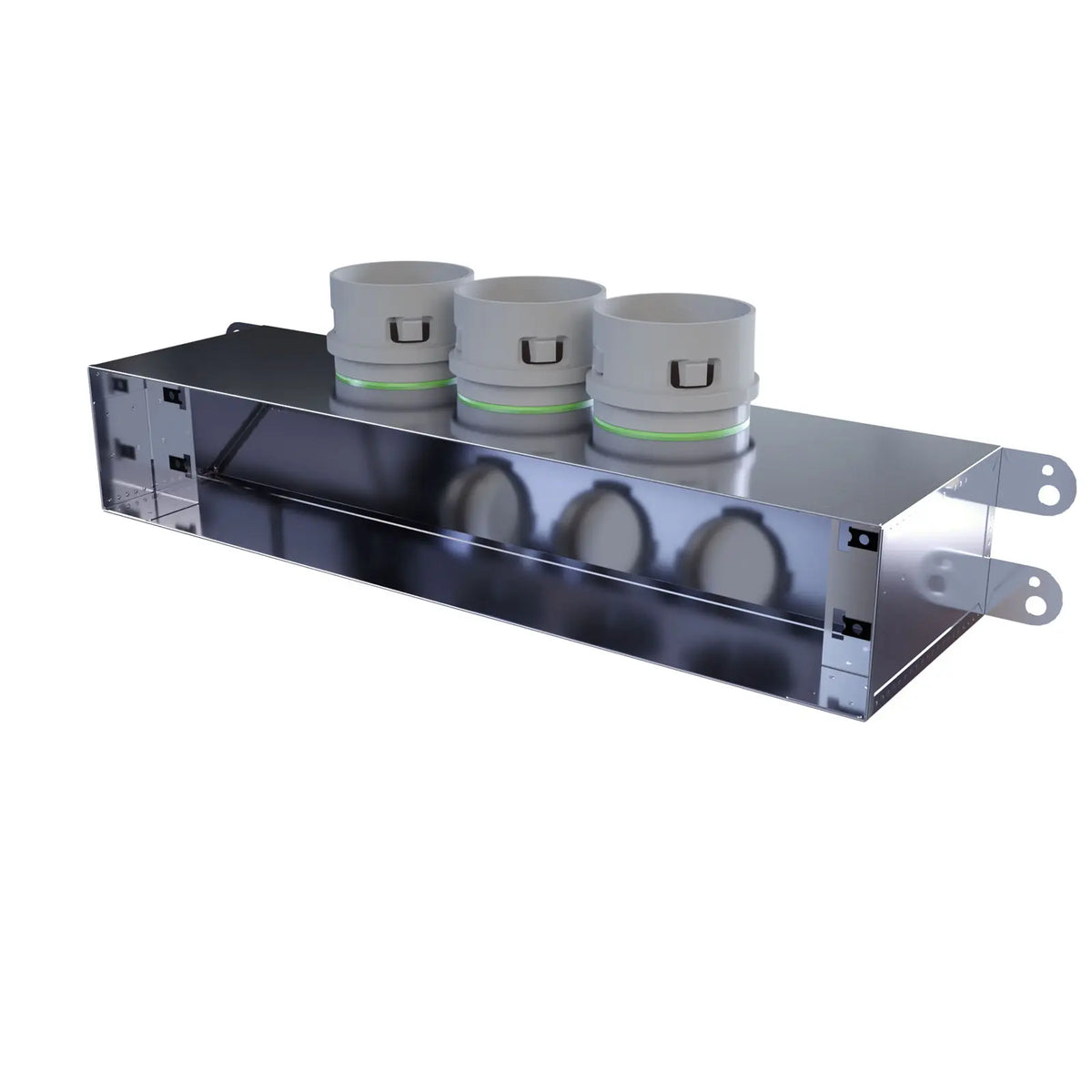 Cutie plenum de tavan / perete pentru grilă liniară – variantă unghiulară 3x75 pentru tub flexibil sistem de ventilatie - sistem de ventilație cu recuperare de căldură - Smartvent.ro Baia Mare