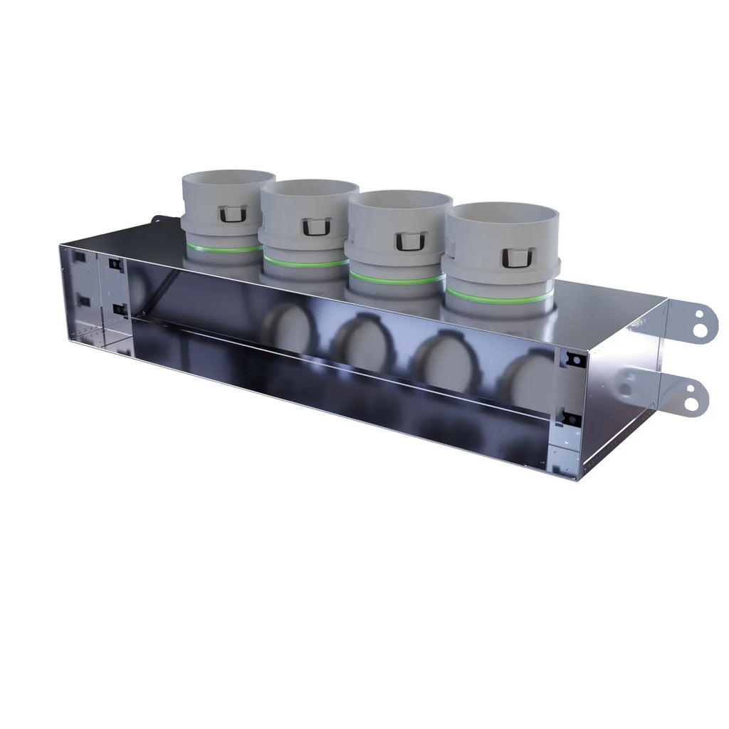 Cutie plenum de tavan / perete pentru grilă liniară – variantă unghiulară 4x75