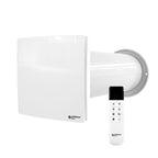 recuperator de caldura descentralizat airsaver basic100 vedere laterala cu telecomanda alb negru