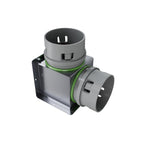 Cot 90° din inox pentru tub flexibil Ø75 mm – variantă orizontală și verticală
