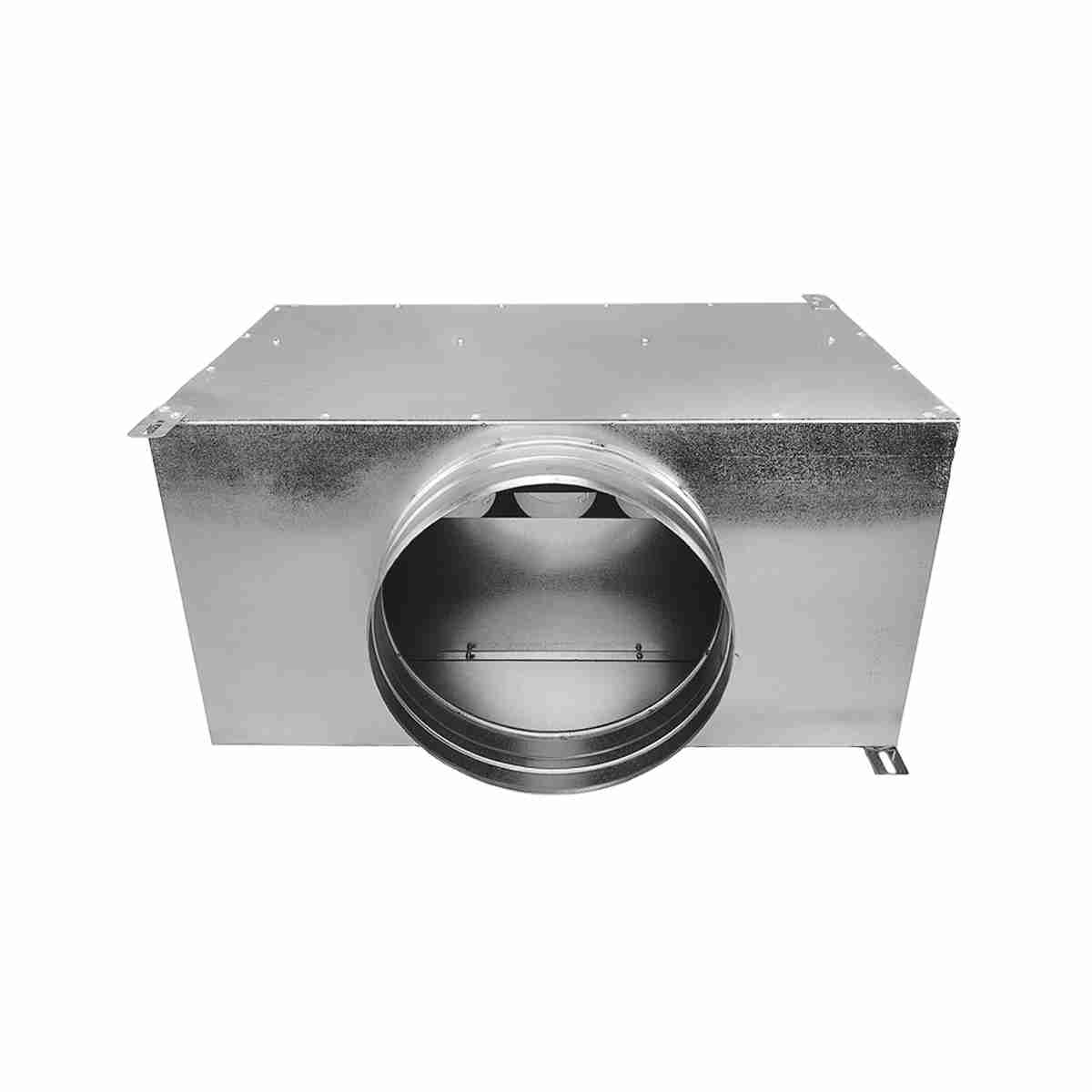 Distribuior liniar 10×75 / Ø200 vedere din fata racord principal otel zincat - sistem de ventilație cu recuperare de căldură - Smartvent.ro Baia Mare