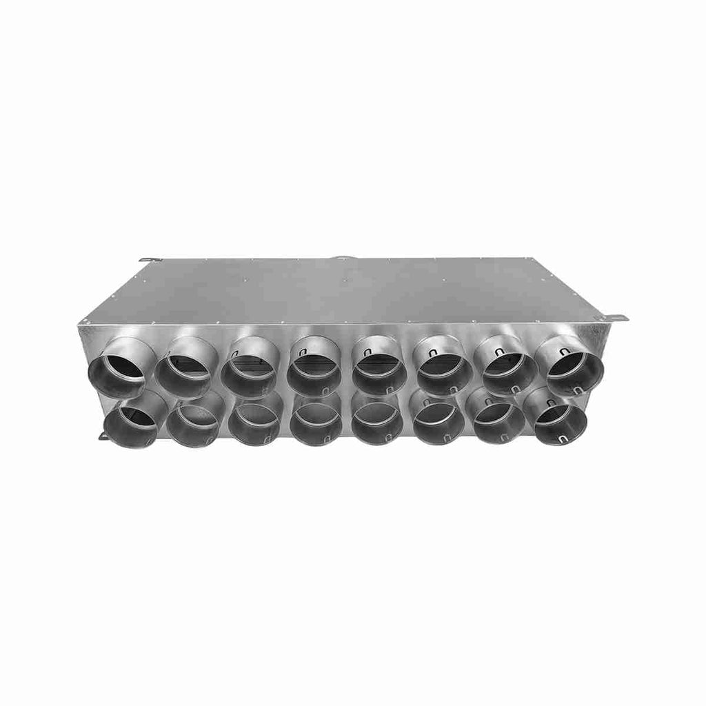 Distribuitorul liniar 16×75 / Ø200 vedere laterala racord tub flexibil pentru sistem de ventilatie 