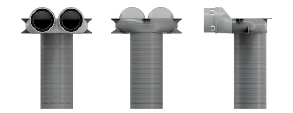 Cutie plenum PP 2x75 | 60 m³/h | Ștuț Ø125mm