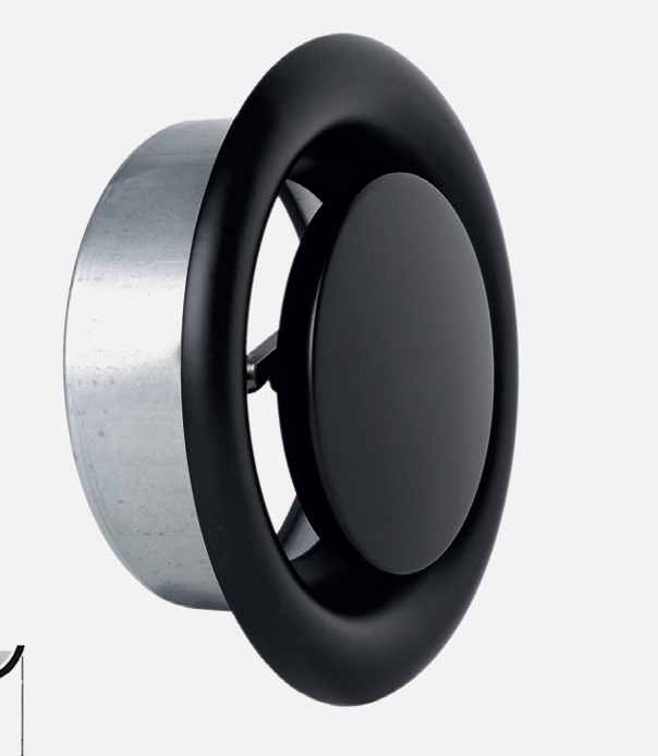 Anemostat evacuare aer Ø125 mm negru mat - sistem de ventilație cu recuperare de căldură - Smartvent.ro Baia Mare