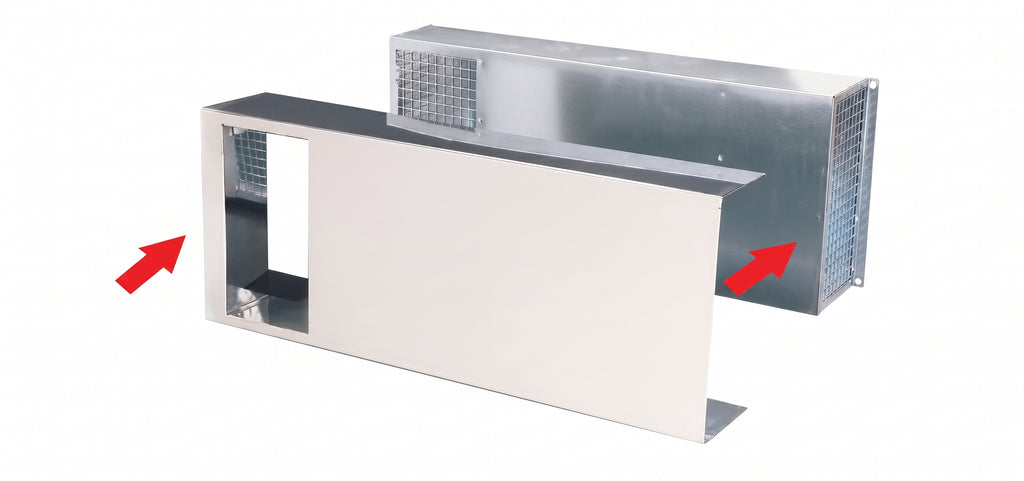 Priză și evacuare combinată de fațadă grilaj exterior Smartvent 2Flux: într-o singură carcasă, cu mască decorativă detașabilă