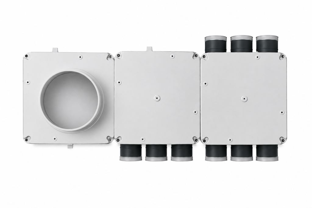 Sistem modular de distribuție din plastic – până la 15 ieșiri Ø75 mm
