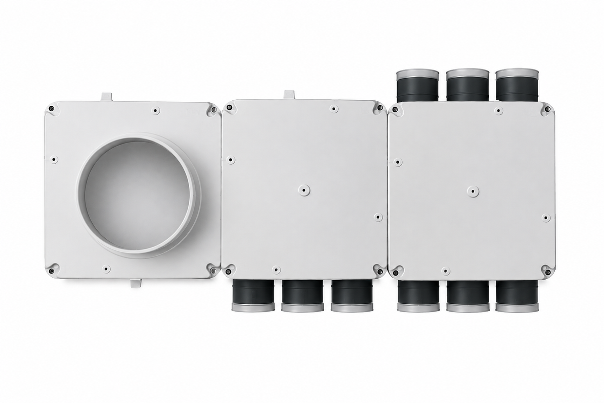 Sistem modular de distribuție din plastic – până la 15 ieșiri Ø75 mm - sistem de ventilație cu recuperare de căldură - Smartvent.ro Baia Mare