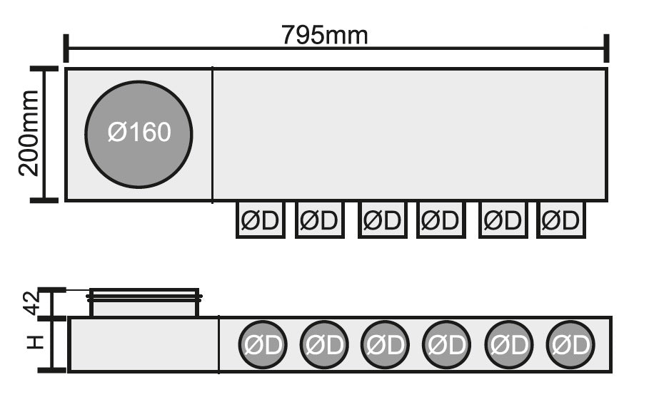 desen tehnic cu dimensiuni cutie distribuitor 