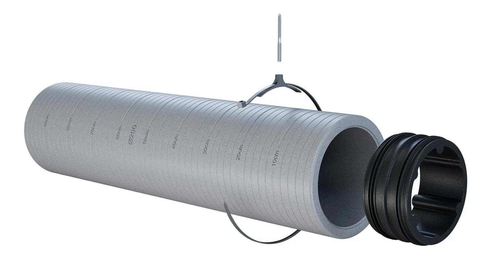 element de conectare negru pentru tub gri EPS - tub flexibil ventilație antistatic - Smartvent.ro Baia Mare