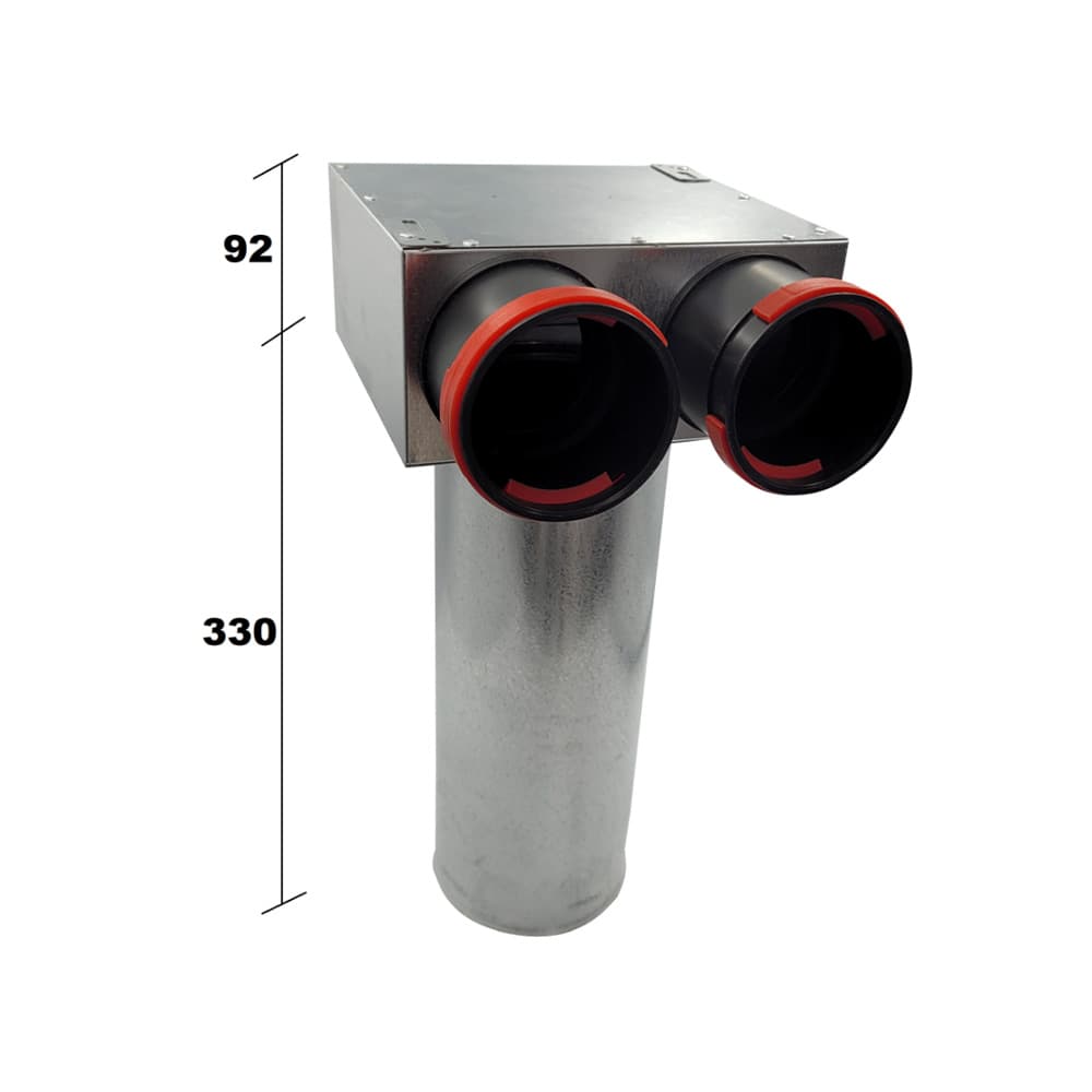 date technice marime plenum cu clema si cu doua duze  - cutie de distribuție sistem ventilație - Smartvent.ro Baia Mare