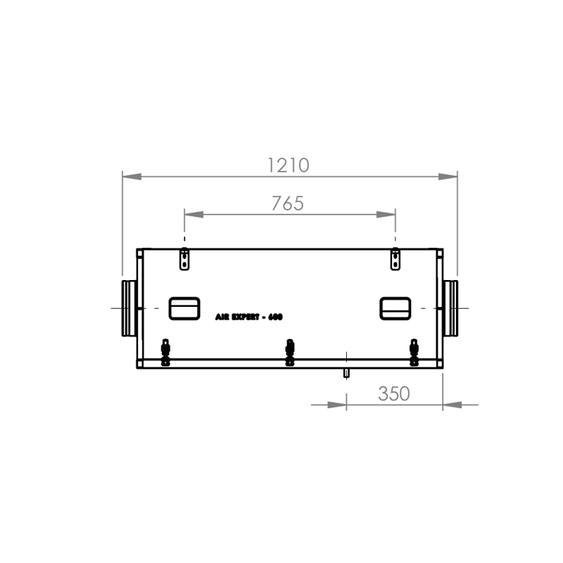 Măsurători unitate de tratare a aerului. Dimensiuni centrala de ventilatie Air Expert 600 H - sistem de ventilație cu recuperare de căldură - Smartvent.ro Baia Mare