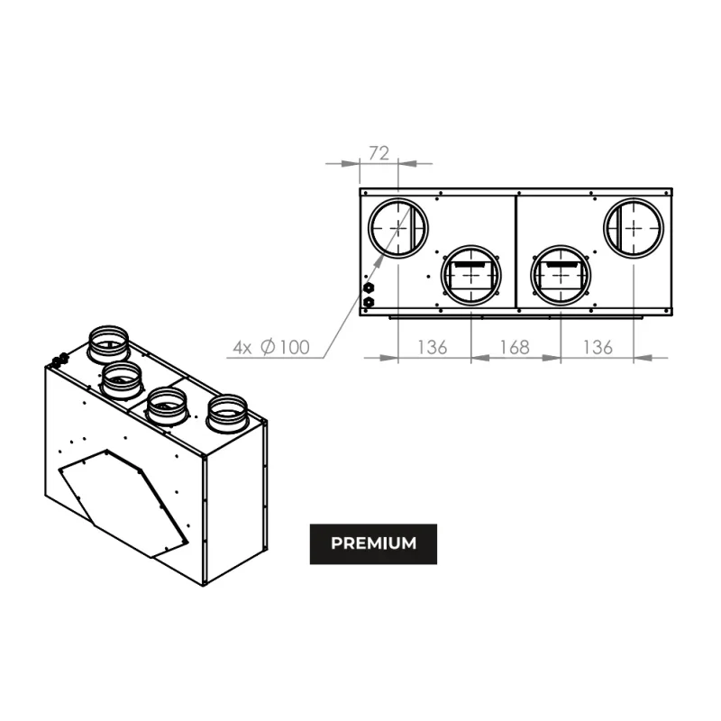 recuperator caldura date tehnice, vizualiare de sus dimeniuni prodmax veko 250
 - sistem de ventilație cu recuperare de căldură - Smartvent.ro Baia Mare