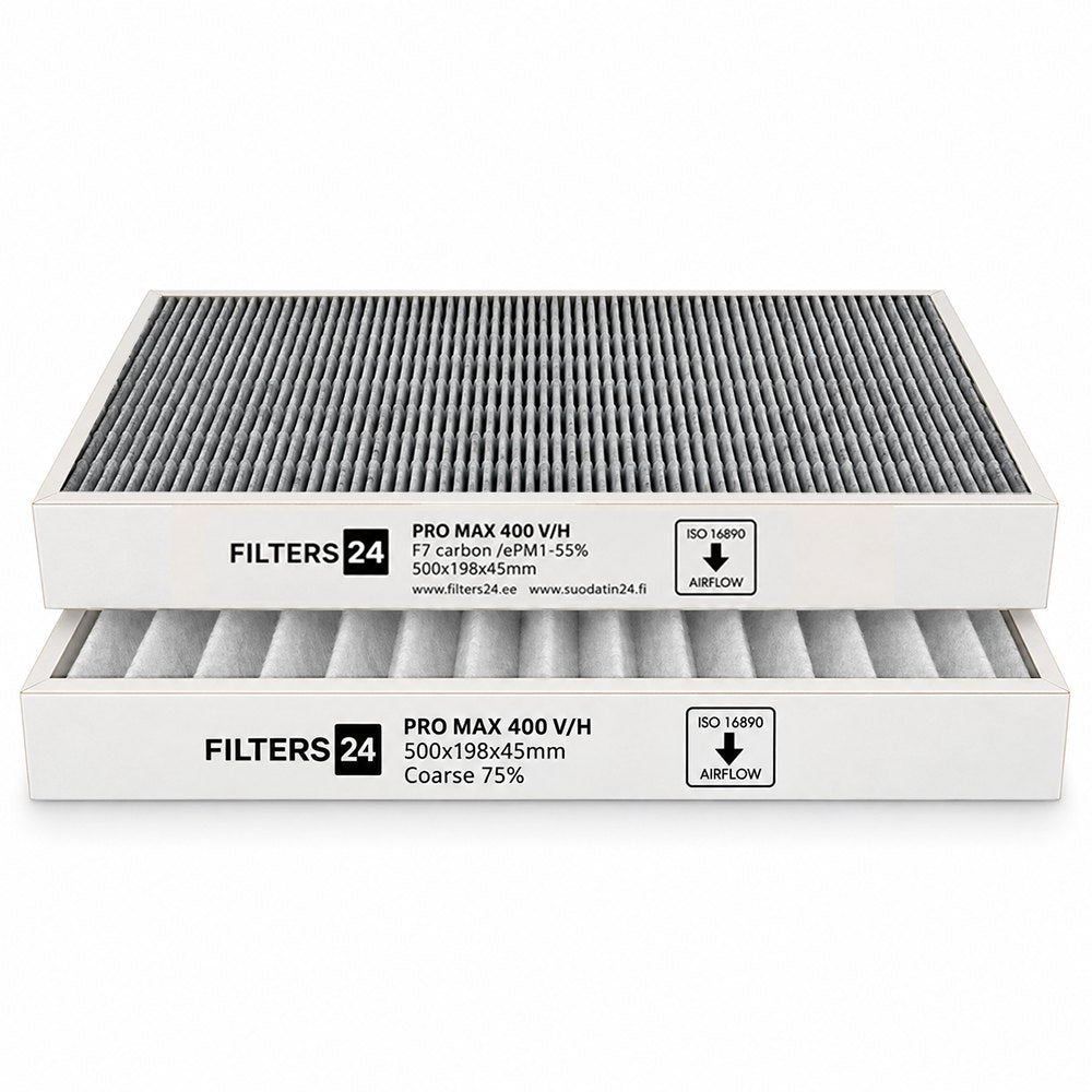 Set filtre F7 cu cărbune activ și G4 pentru Prodmax PRO MAX 400 V/H, 500x198x45 mm - sistem de ventilație cu recuperare de căldură - Smartvent.ro Baia Mare