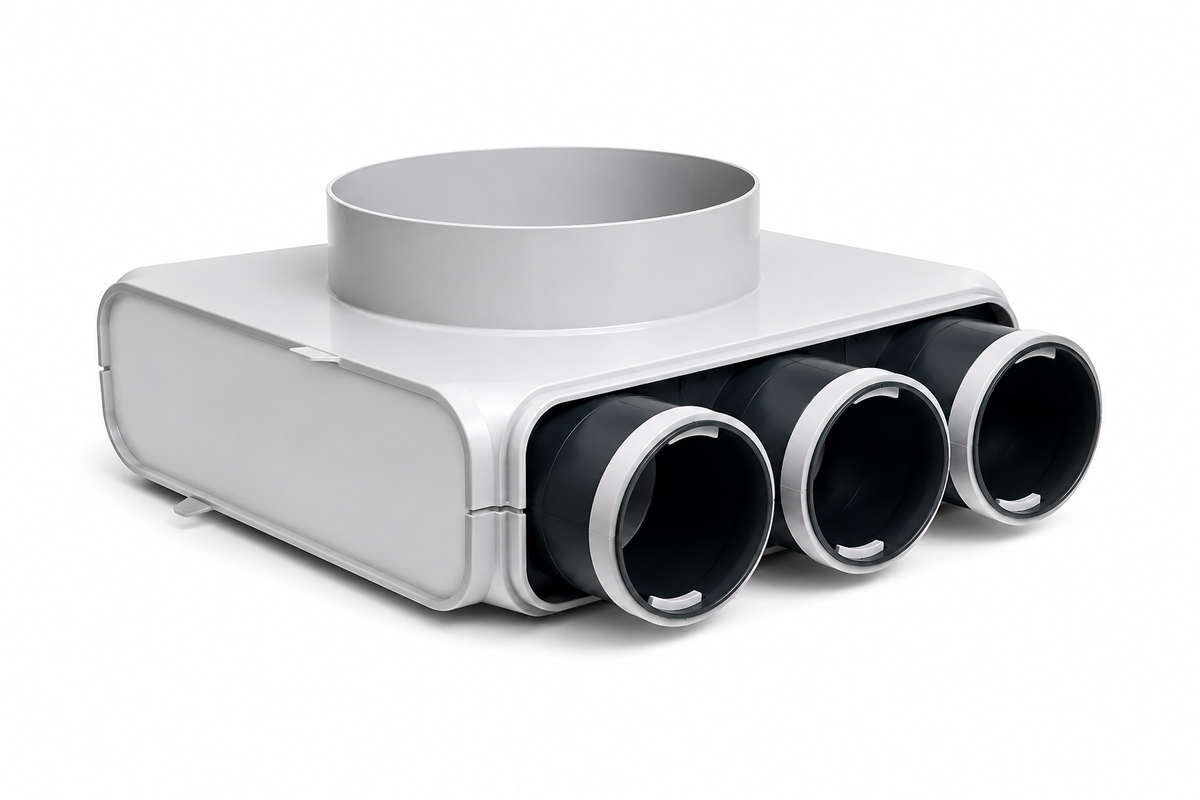 Sistem modular de distribuție din plastic – până la 15 ieșiri Ø75 mm - sistem de ventilație cu recuperare de căldură - Smartvent.ro Baia Mare